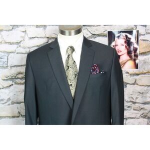 Custom Mens Charcoal Grey Two Piece Suit 44R 38x29 Business Formal